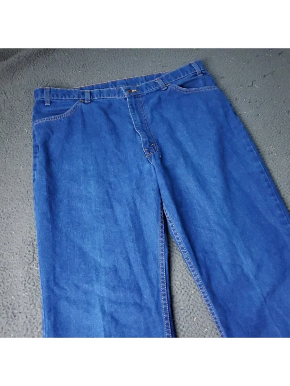 VINTAGE 80s Levis Jeans Mens 40x34 Blue With A Skosh Denim Retro 70s USA Orange